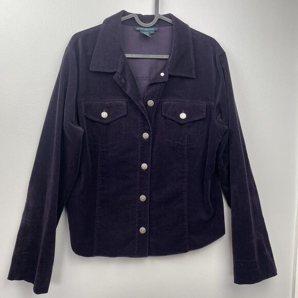BCBG Nordstrom Purple Corduroy Jacket Women's L Pockets Collared‎  Whimsigoth - Picture 1 of 5